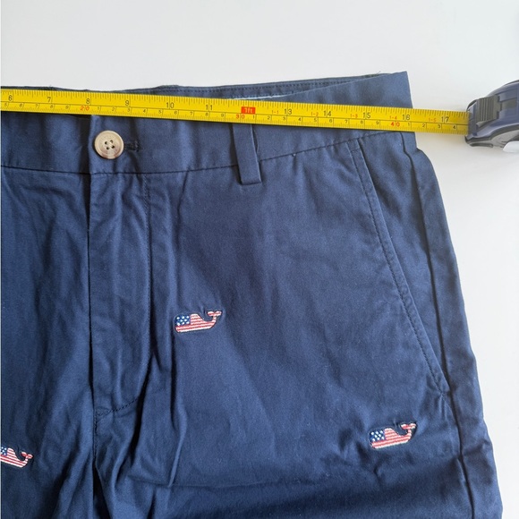 Vineyard Vines Breaker American Flag Whale Shorts Sz 32 Deep Cobalt Blue 9” Casu - Picture 3 of 9